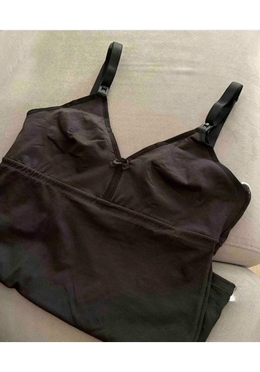 Kapbirtane Kadın Emzirme Likralı Atlet 2013 - 2 Adet Siyah