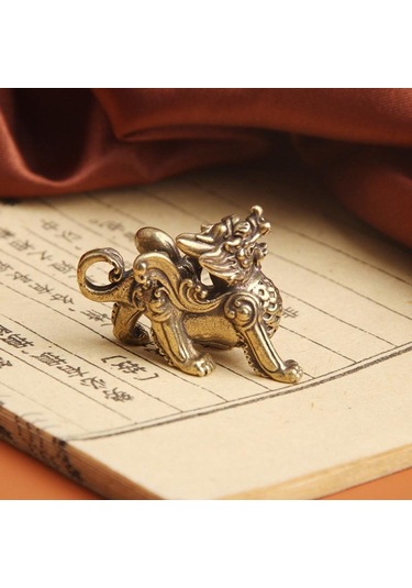 Jms Heykeli Heykelcik Zenginlik Pirinç Dekor Refah Çin Tarzı Süs Qilin Ejderha Şans Hayvan Fengshui Vintage