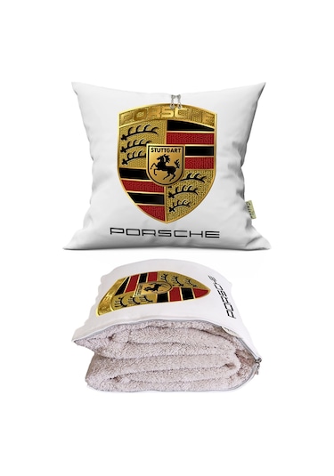Porsche Baskılı Tv Battaniyeli Opsiyonel Dekoratif Araç İçi Yastık Çok Renkli