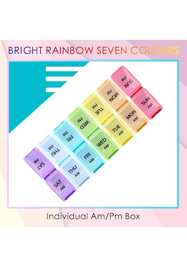 Springsun Haftalık 14 Bölmeli Sağlam Plastik İlaç Kutusu - Hermetik, Nem Ve Toz Koruyucu, Taşınabilir İlaç/parça Saklama Organizatörü Beyaz