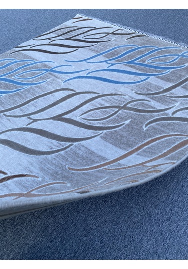 Mavi Vizon Gül Kurusu Kesme Halı 150x175 Saçaklı Akrilik Halı