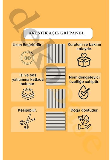 Açık Gri 40x40 Cm Yeni Nesil Akustik Ahşap Duvar Paneli