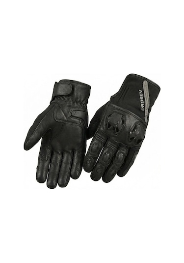 Motoanl Motosiklet Eldiveni Deri Full Koruma %100 Leder Motorcu Eldiven Siyah