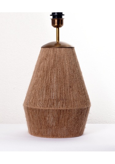 Buldan Bezi Başlıklı El Yapımı Kahve Jüt Abajur Kahverengi