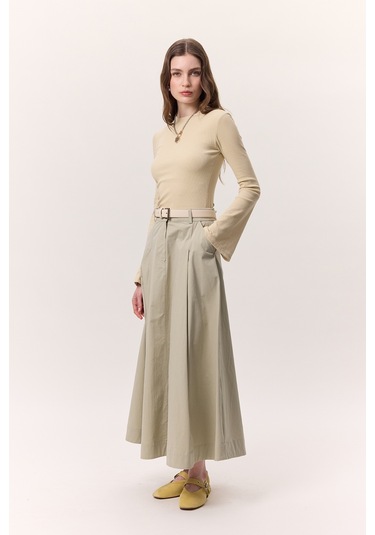 Cep Detaylı Geniş Etek Soft Yeşil Soft Yeşil