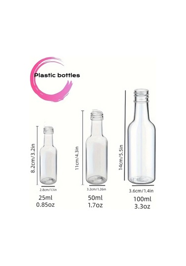 Willowhaven 50 Adet Mini Plastik Likör Şişesi 1.7oz Gümüş Kapaklı Mutfak Bar Kokteyl