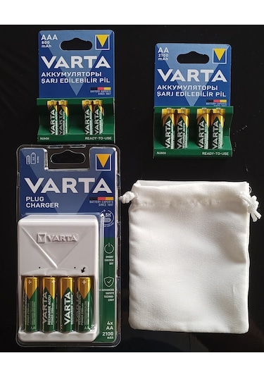 Vart Plug Şarj Cihazı+8x2100AA KALEM+4X800AAA İNCE PİL+ÇANTA