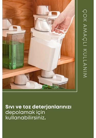 1 Adet Sızdırmaz Depolama Sıvı Toz Deterjan Saklama Kutu 1100 Ml