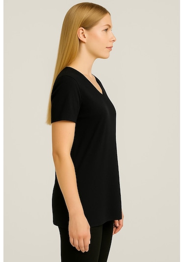 Axxel Kadın Siyah Kısa Kollu Oversize T-shirt-d804-k Siyah