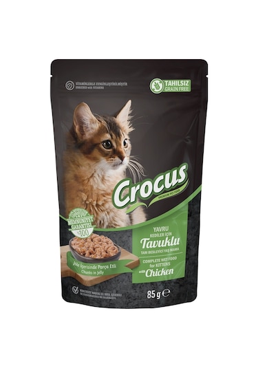 Crocus Pouch Tahılsız Tavuklu Yavru Kedi Maması 85 G