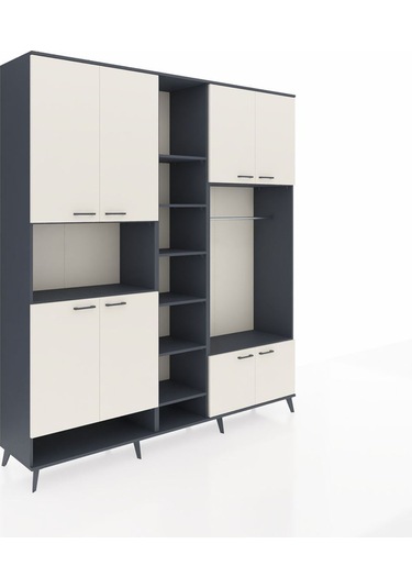 Hyperion Dolap 18 Raflı 8 Kapaklı Tek Askılı 220x44x243 Antrasit-aytaşı/antrasit Aytası/antrasıt