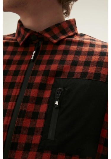 Bad Bear Liam Shirt Turuncu Kareli Fermuarlı Erkek Gömlek-turuncu Turuncu