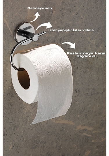 Yapışkanlı Tuvalet Kağıtlığı Wc Kağıtlık Tuvalet Kağıdı  Askısı Krom S-107