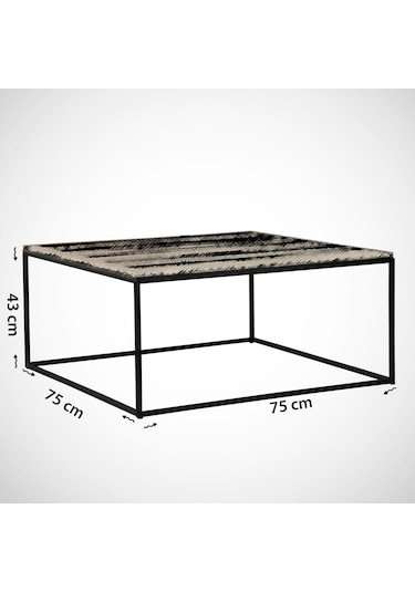 Poly Siyah Mermer Orta Sehpa Metal & Orta Masa Royal /Metal Ayak