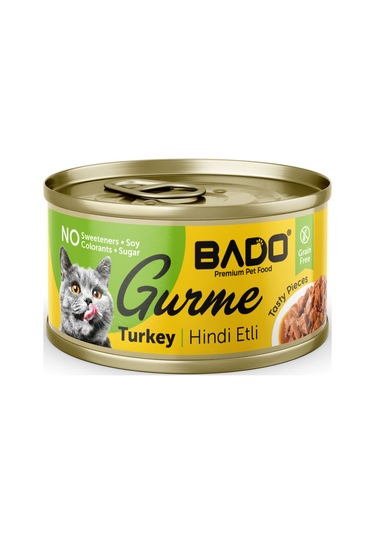 Bado Gurme Yaş Yetişkin Kedi Maması Hindi Etli 85 Gr