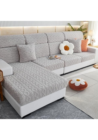 Gri Ginkgo Yaprağı Desen Kadife Kanepe Koltuk Örtüsü Minder Örtüsü Kalın Jakarlı Katı Yumuşak Streç Kanepe Slipcovers Mobilya Koruyucu Pillow Case