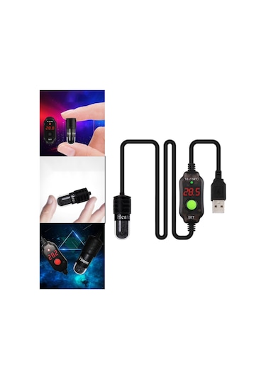 Eastmeeetwest--mini Akvaryum Balık Tankı Isıtıcı Dijital Ekran Kaplumbağa Tankı Led Isıtma Çubuğu