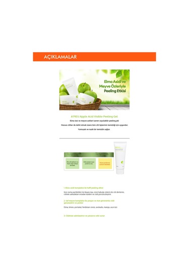 Missha A'PIEU Apple Acid Visible Peeling Gel Elma Asidi İçeren Peeling Jel 100 ML