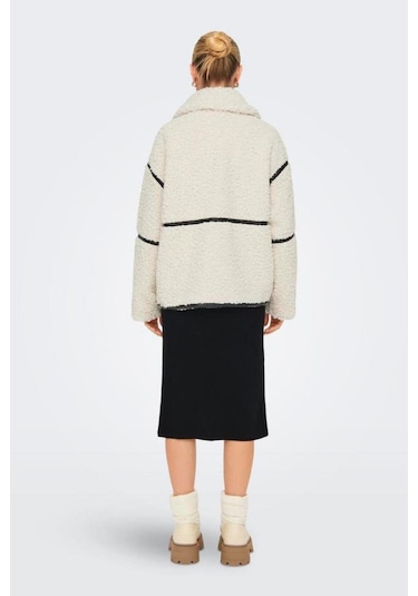 Only 15322440 Onlparıs Teddy Jacket Lıfe Otw Cc Kadın Ceket White Sand Black