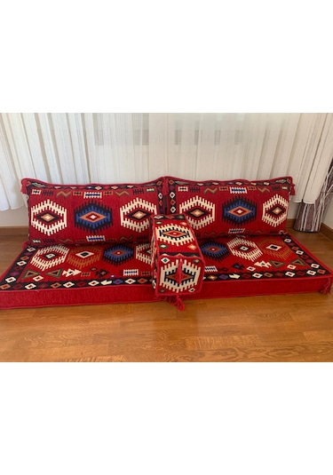 Coton Şark Köşesi Otantik Desenli Takım Kırmızı