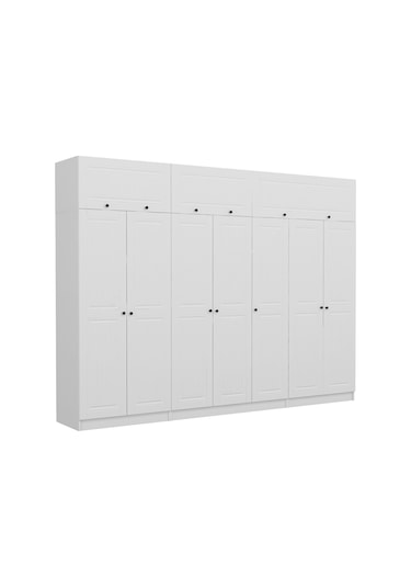 Minar Kale 7 Mebran Kapaklı 2 İç Çekmeceli Dolap Ve Yüklük Beyaz 235cm