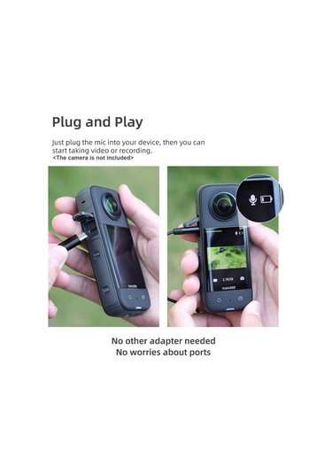 Kangvka Insta360 One X2/x3/rs 1-ınch 360 Uyumlu Mc490 Panoramik Spor Kamera Kolluk Mikrofonu - Tüm Yönlü Ses Alımı, Type-c Bağlantı Siyah