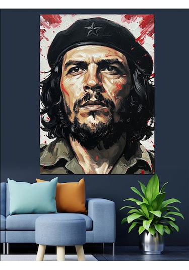 Che Guevara Portre Sanat Dekoratif Kanvas - Mdf Ahşap Tablo