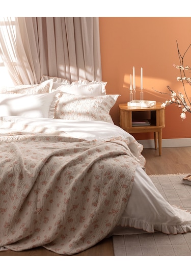 Madame Coco Julien Çift Kişilik Yatak Örtüsü Seti - Pudra Pudra