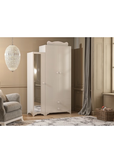 Patiko Sahra 059 3 Kapaklı Beyaz Dolap