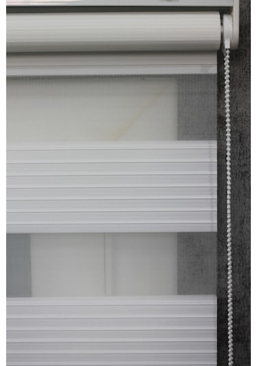 Kidmex Ekru Geniş Plise Etek Dilimli Zebra Stor Güneşlik Perde