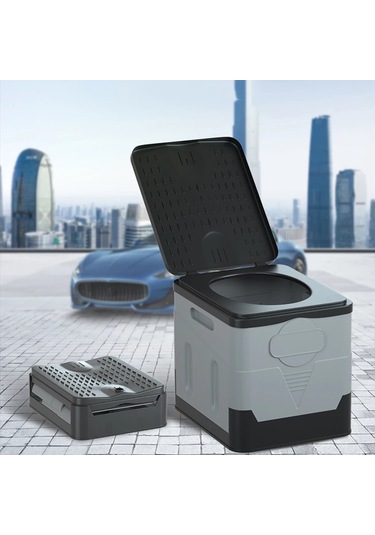 Kamp Araba Çadırı Katlanır Tuvalet Ve 1 Rulo Çöp Torbaları Siyah