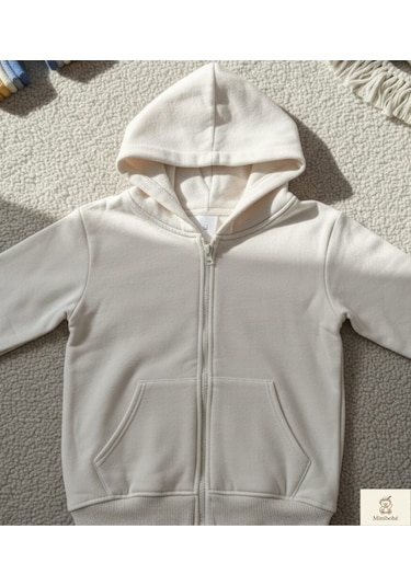 Minibohe Basic Çocuk Hoodie Bej Açık Bej