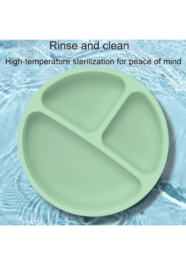 Sones 3 Bölmeli Bebek Silikon Vakumlu Bardak Tabak Çocuk Tamamlayıcı Beslenme Kabı Mavi