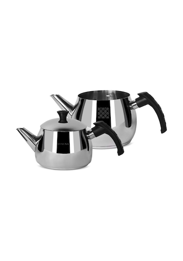 Serenk Modernist Çelik Çaydanlık Gri - Siyah