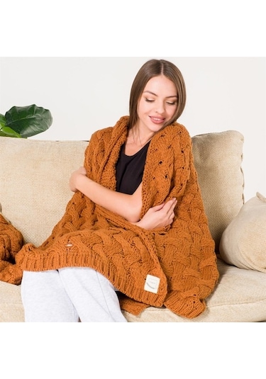 Serenita Saç Örgü Triko Tv Battaniyesi Throw Koltuk Şalı (538861623)-110X160