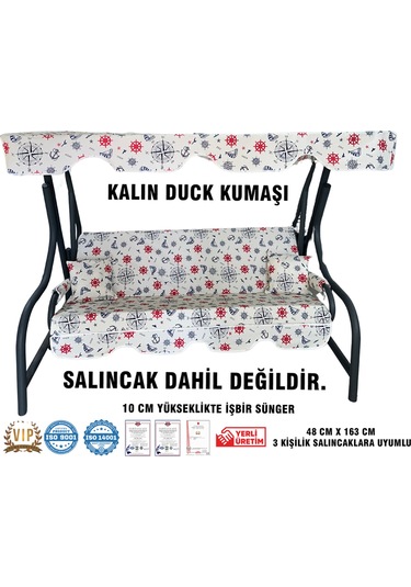 Lüks Duck Vip Salıncak Minder Seti 3 Kişilik Süngerli Tenteli Çok Renkli