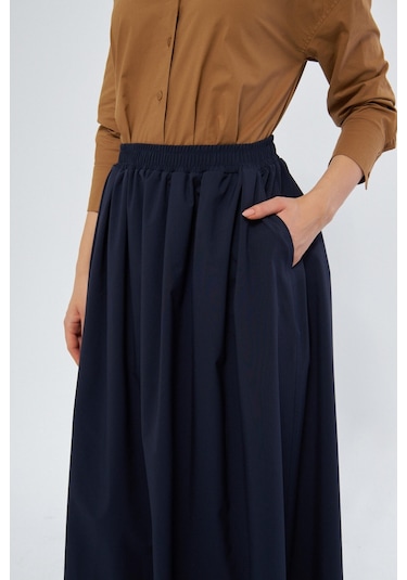 Volanlı Uzun 94cm Etek 1170 Lacivert