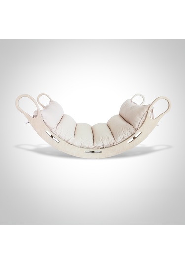 Xl Montessori Ahşap Pikler Halkası Ve Bej Minder Bej