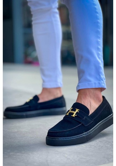 Bağcıksız Kömür Süet H Günlük Erkek Ayakkabısı Siyah7 Siyah