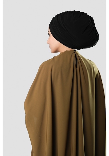 Hürrem Bone Siyah Drapeli Salaş Tesettür Bone Sandy Büzgülü 2315 01 Siyah
