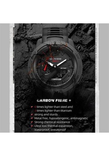 Yingfu North Edge Karbon Fiber Erkek Spor Saati - 50m Su Geçirmez, El Aydınlatmalı, Multifonksiyonel Renkli Çok Renkli