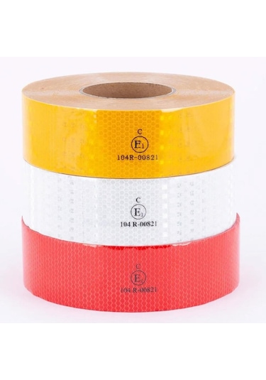 3 Mt Reflektörlü Reflektif Fosforlu Araç Oto Kamyon Şerit Bant Tüvtürk Onaylı Düz Kırmızı İkaz Bandı