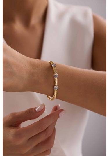 İtaly Model Özel Tasarım Altın Baget Bileklik 18 Cm - 5 Mm T13992 Renkli