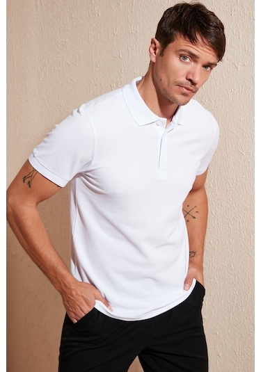 Buratti Pamuklu Regular Fit Düğmeli Erkek Polo Yaka T Shirt 5902127 Beyaz