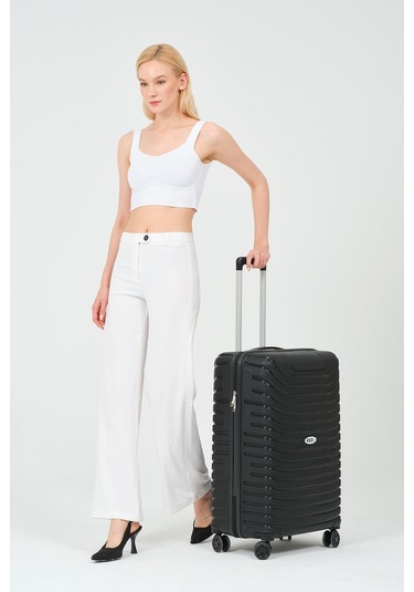 Keo-plus Siyah Orta Boy Silikon Kırılmaz Pp Valiz Siyah