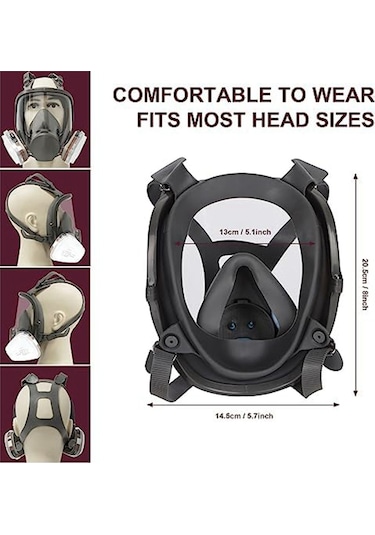 Ccgloball Tam Yüz Solunum Maskesi, 19'u 1 Arada 6800 Filtreli Yeniden Kullanılabilir Solunum Maskesi