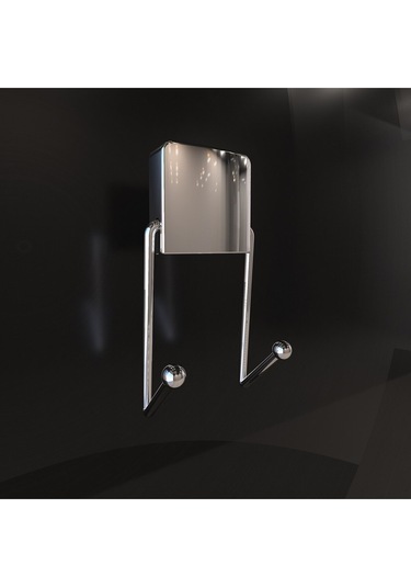 Decorev Dc-4772 Dekoratif Yapıştırmalı Banyo Mutfak Metal Iki Kancalı Askı Krom Gri