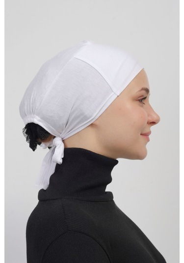 Pratik Dikişsiz Bağlamalı Kaymayan Tesettür Bone Ekru