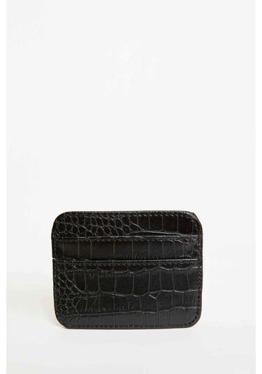 Defacto Suni Deri Croco Kadın Kartlık W2526AZNSBK27 Siyah