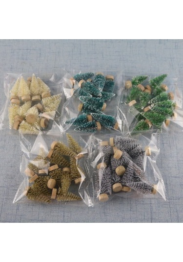 Gajeena 4.5cm Yeşil Minik Noel Ağacı, 12'li Paket,剑麻丝上雪塔松 Dekorasyon, Ev Dekoru Araçlığı, Kullanımı Kolay Ve Dayanıklı Yeşil